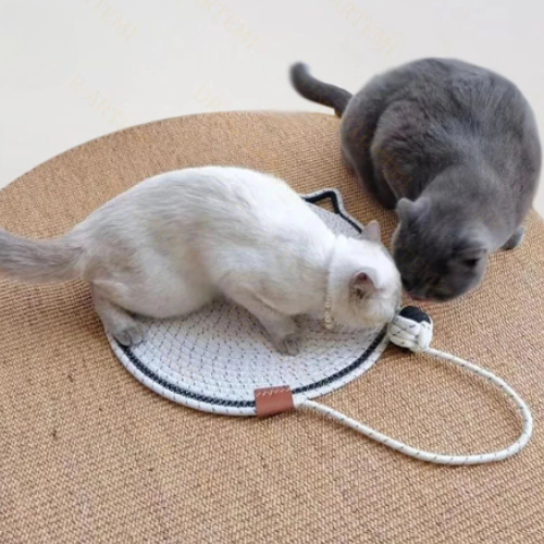 Alfombra de rascado y diversión con forma de gato