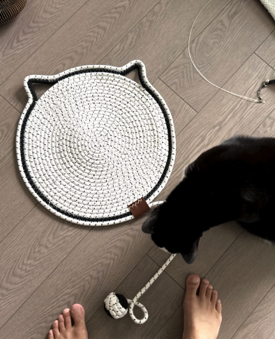 Alfombra de rascado y diversión con forma de gato