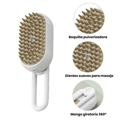 VAPOPELO - El cepillo de vapor que desenreda, limpia e hidrata el pelaje de tu gato en un solo paso