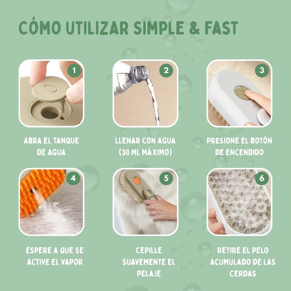 Cepillo de vapor multifuncional 4 en 1 para perros